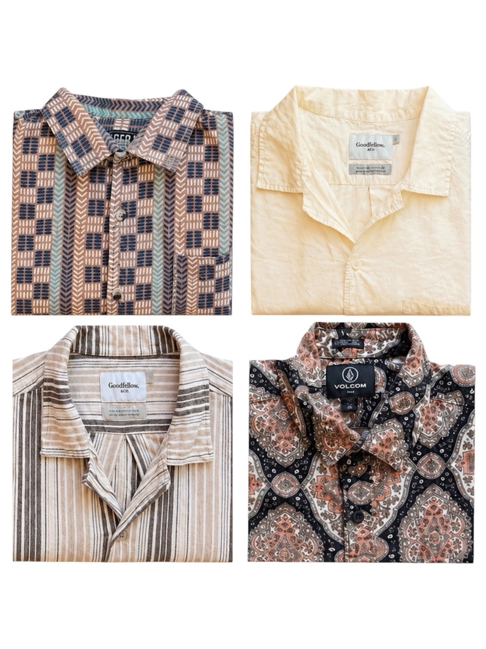 M/L Mens summer boho Earth Tone Camp Collar Shirt Bundle